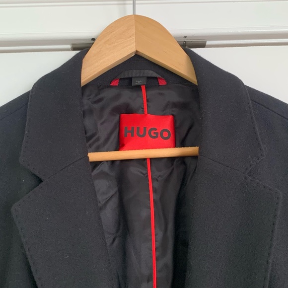 Hugo Boss Migor Overcoat Black Wool Dressy Pea Coat Jacket $445 NEW Size 48 R - Picture 7 of 11